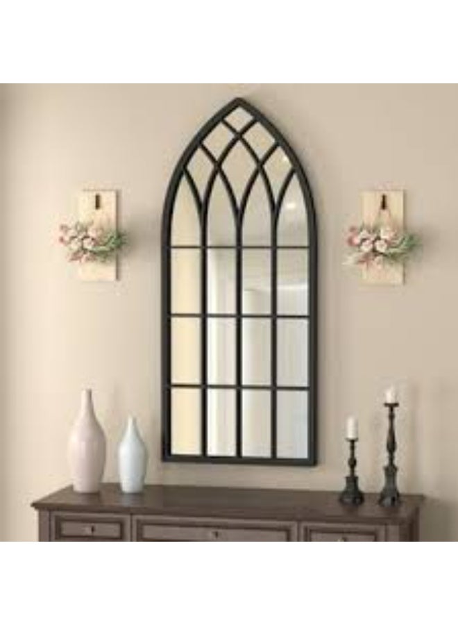 EMAAZZ LLC Vintage Arch Window Decorative Wall Mirror | Metal Frame Designer Accent Mirror for Living Room Bedroom and Home Décor - Image 4